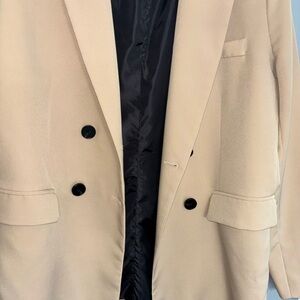 Classic Tan Double-Breasted Blazer